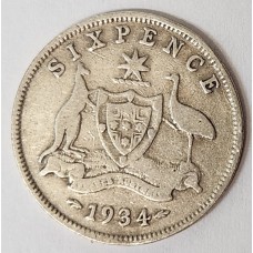 AUSTRALIA 1934 . SIXPENCE